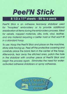 Peel N Stick Embroidery Machine Stabilizer 50 Sheets 814027013314 