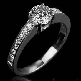 CT SOLITAIRE WITH SIDE STONES REAL DIAMOND 14K WHITE GOLD ENGAGEMENT 