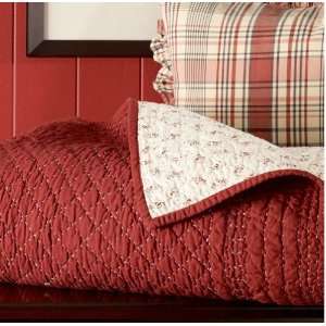   Lauren Lake House Twin Reversible Quilt Red and Cream