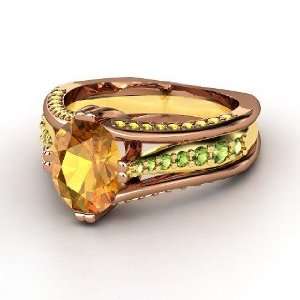   18K Rose Gold Ring with Green Tourmaline & Yellow Sapphire Jewelry