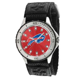 This watch features bold team logo, stainless steel back, black velcro 