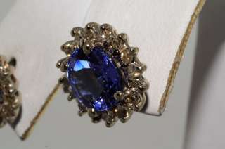 5,000 3.25CT TANZANITE & DIAMOND CLUSTER EARRINGS WOW  