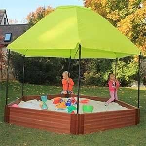  Frame It All Hexagon Sandbox with Liner, Cover & Sunshade 