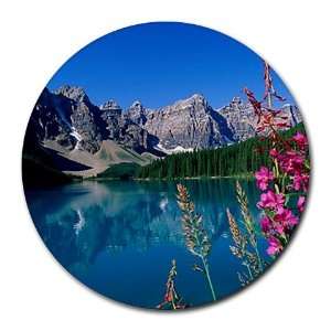  Scenic Nature Lake Mountains Round Mousepad Mouse Pad 