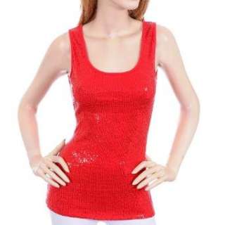  Red Sexy Sequin Tank Top Blouse Clothing
