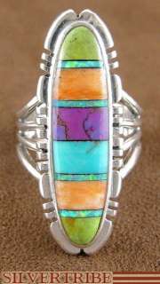 Turquoise And Multicolor Inlay Ring Size 6 3/4 Jewelry  