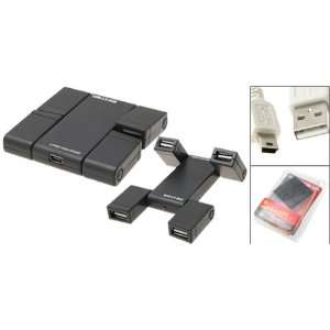  Gino Mini Flexible Black 4 Port USB 2.0 Hub for Laptop 
