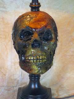 Corpse Head Desk Lamp w/ Antique Shade Halloween Prop Skulls NEW 