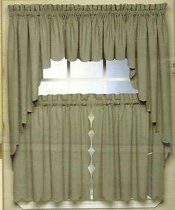 SCALLOP EDGE VALANCE, TIERS OR SWAG VARIOUS COLORS  