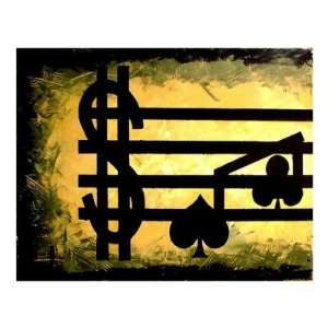  Abstract Money & Music Spades & Clubs Giclee Poster Print 