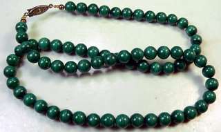 Vintage Estate, Green Malachite Stone Bead Necklace, 22 Long, Single 