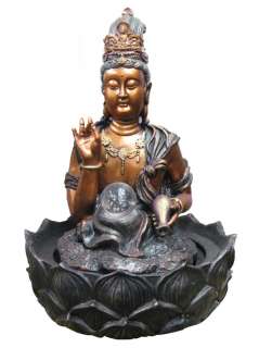 Buddha Sitting On Lotus Leaf Water Fountain Glass ball  