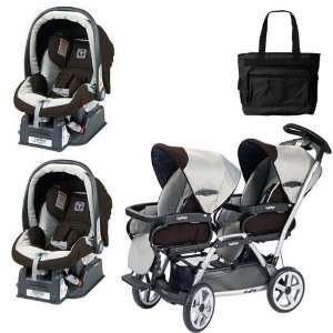   Duette SW Stroller with two Car Seats and a Diaper Bag   Java Baby