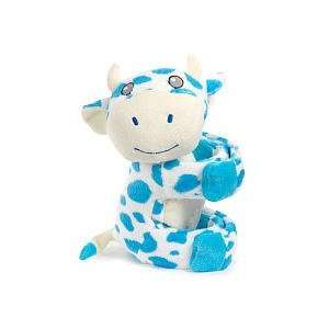    Hugwallas Plush Snap Animal   Blue and White Cow Toys & Games