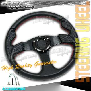   WITH RED STITCH RACING/RACE STERRING WHEEL PVC LEATHER HORN  