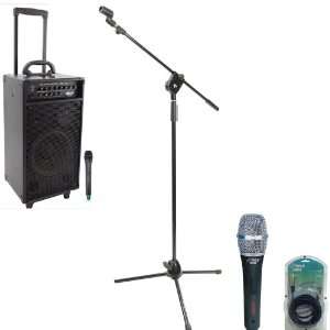 and Stand Package   PWMA1080I 800 Watt VHF Wireless Portable PA System 