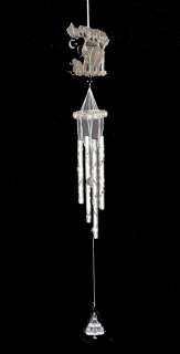 19 PEWTER DROP SHAPE ACRYLIC ELEPHANT WINDCHIME   NEW  