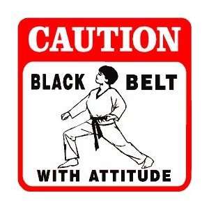  CAUTION BLACK BELT female martial arts sign