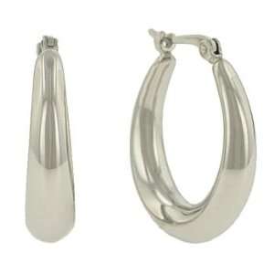  Ladies Plain Polished Tapered Hoop Earrings Jewelry