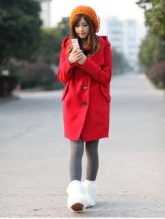 Womens Fashion Winter Hooded Trench Coats Laides Outerwear Warm Jacket 
