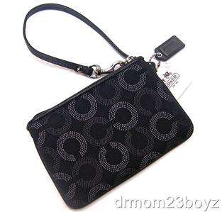   NWT Coach Signature Madison Dotted Wristlet Wallet Purse Black 44443