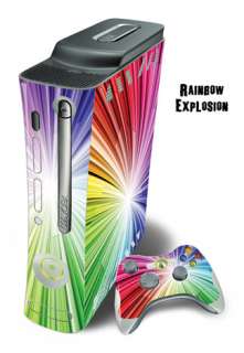 Skin Decal Cover Xbox 360 Console + two Xbox 360 Controllers   Rainbow 