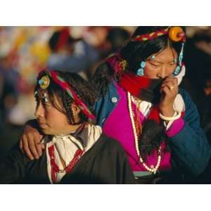  Two Tibetan Women in Traditional Dress, Lhasa, Tibet 