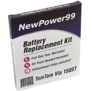  TomTom Via 1505T Battery Replacement Kit with Installation 