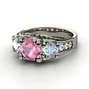  Lavish Ring, Round Pink Tourmaline Sterling Silver Ring 