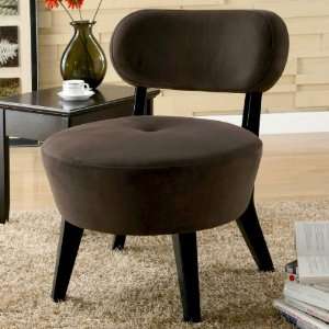  Ultra Modern Round Accent Chair With Solid Wood Cappuccino 