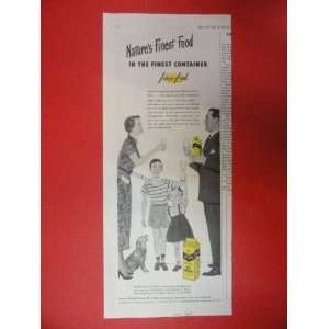 container., 1950 Print Ad (family/dog drinking milk.) Orinigal Vintage 