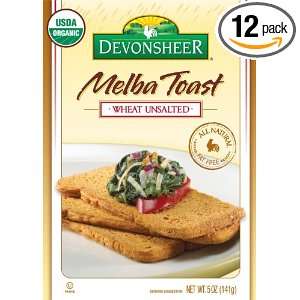 Devonsheer Melba Toast Unsalted Wheat Organic, 5 ounces Boxes (Pack of 