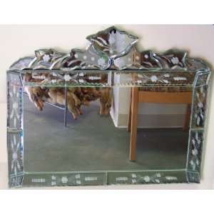  Etched Ornate Cut Glass Wall Mount Mirror Antique Style 