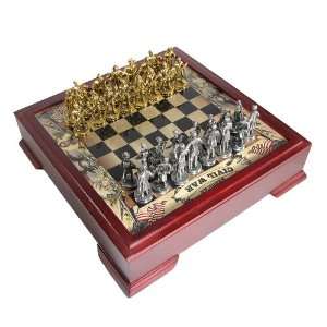    Deluxe Pewter Civil War Chess Set with Storage Toys & Games