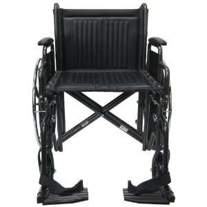   Steel Heavy Duty Wheelchair with Removable Armrests, Chrome, 22 Inches