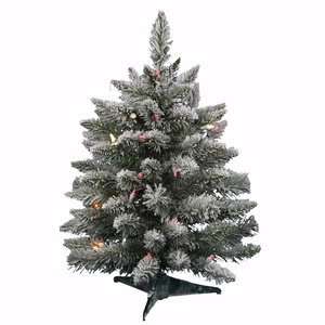  3 ft. PVC Christmas Tree   Flocked White on Green   Sugar Pine 
