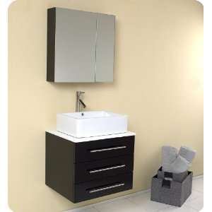   Wall Mounted Wood Vanity with Marble Top, Mirrored M