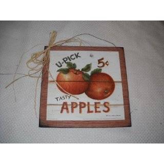 pick Tasty Apples Wooden Kitchen Wall Art Sign Fruit Decor